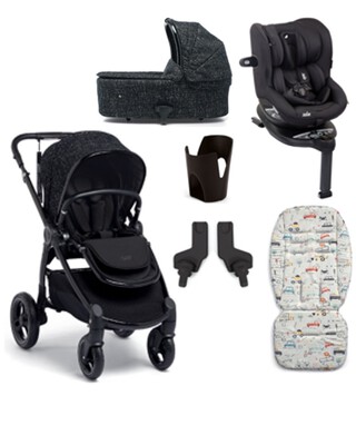 Ocarro 6 Piece Essentials Bundle Opulence with Joie i-Spin 360 i-Size Car Seat Coal